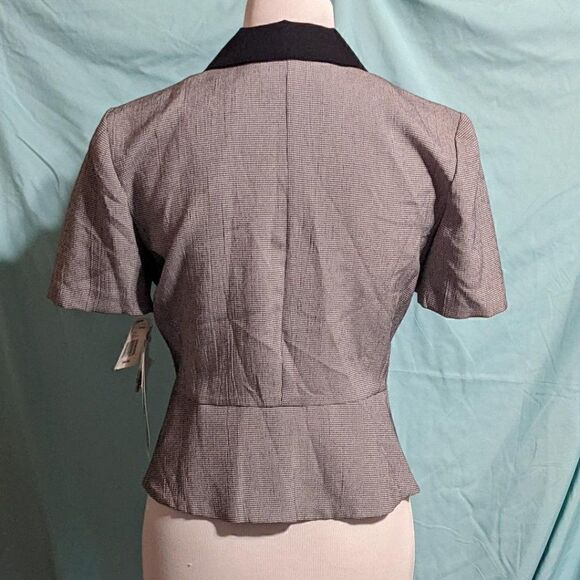 🆕NWT SAG HARBOR DOUBLE BREASTED SHORT SLEEVE HOUNDSTOOTH JACKET - 4 PETITE - Picture 3 of 6